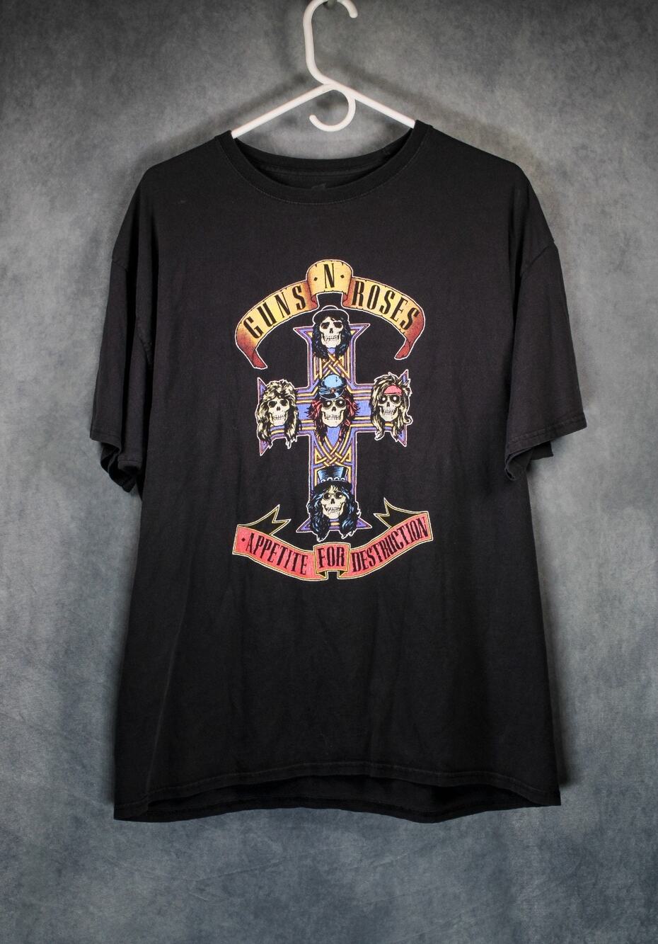 Guns N Roses Appetite For Destruction Band T-Shirt Men’s XL Black Rock Tee